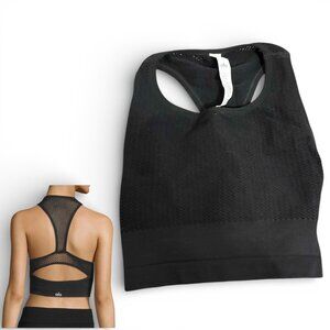 Alo Yoga Black Racerback Power Crop Sports Bra Size S NWT